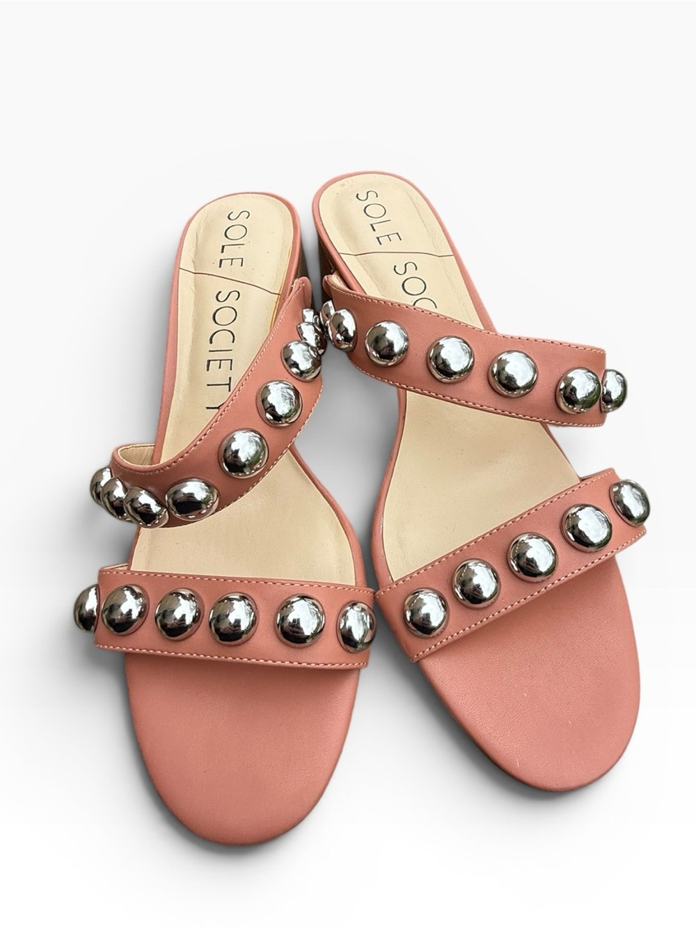 Sole Society Sasandrah Studded Block Heel Sandals Size 8.5 - Picture 2 of 8